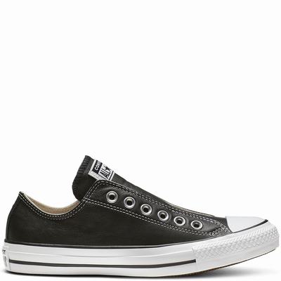 Converse Chuck Taylor All Star Leather Slip - Miesten Tennarit - Mustat/Valkoinen